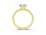 Yellow gold Heart Cut Moissanite Solitaire Pavé Engagement Ring with Round Band and Prong Setting_75