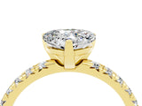 Yellow gold Heart Cut Moissanite Solitaire Pavé Engagement Ring with Round Band and Prong Setting_76