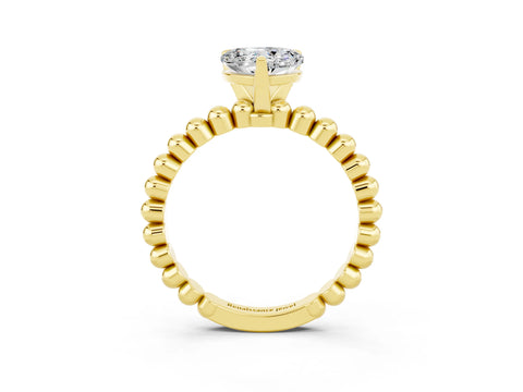 Yellow gold Heart Cut Moissanite Solitaire Ring with Beaded Band and Prong Setting_3