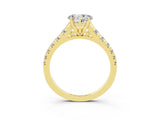 Yellow gold Heart Cut Moissanite Solitaire Ring with Cathedral Setting and Pavé Band_3