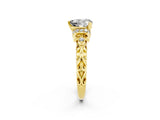 Yellow gold Heart Cut Moissanite Solitaire Ring with Filigree Band and Four-Prong Setting_26