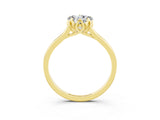 Yellow gold Heart Cut Moissanite Solitaire Ring with Flower Prong Setting and Classic Band_15