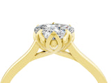 Yellow gold Heart Cut Moissanite Solitaire Ring with Flower Prong Setting and Classic Band_40