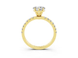 Yellow gold Heart Cut Moissanite Solitaire Ring with Pavé Accents and Four-Prong Setting_3