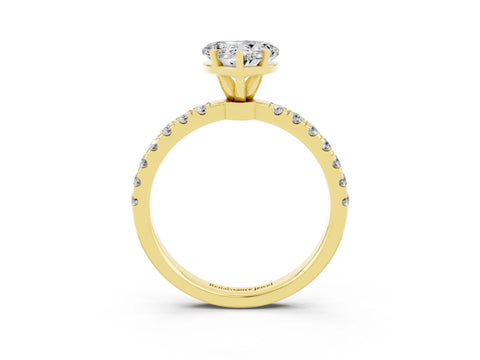Yellow gold Heart Cut Moissanite Solitaire Ring with Pavé Accents and Four-Prong Setting_3