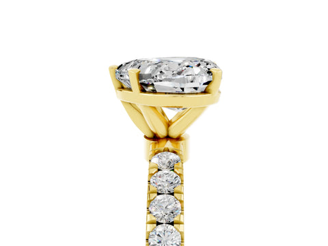 Yellow gold Heart Cut Moissanite Solitaire Ring with Pavé Accents and Four-Prong Setting_5