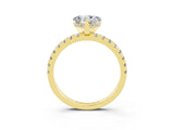 Yellow gold Heart Cut Moissanite Solitaire Ring with Pavé Band and Four-Prong Setting_27