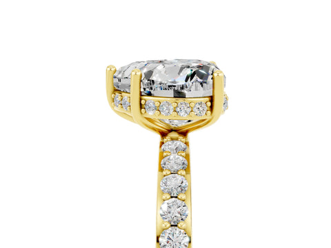 Yellow gold Heart Cut Moissanite Solitaire Ring with Pavé Band and Hidden Halo_17