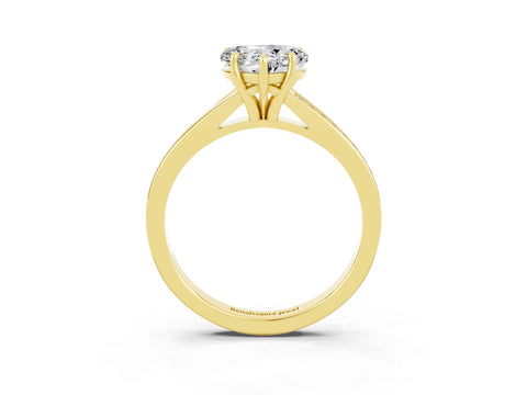 Yellow gold Heart Cut Moissanite Solitaire Ring with Pavé Band and Prong Setting_15