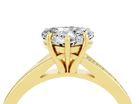Yellow gold Heart Cut Moissanite Solitaire Ring with Pavé Band and Prong Setting_16