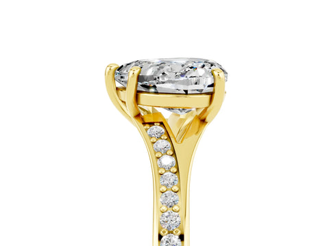 Yellow gold Heart Cut Moissanite Solitaire Ring with Pavé Band and Prong Setting_17