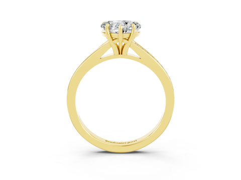 Yellow gold Heart Cut Moissanite Solitaire Ring with Pavé Band and Prong Setting_3