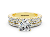 Yellow gold Heart Cut Moissanite Solitaire Ring with Pavé and Channel Set Band