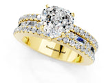 Yellow gold Heart Cut Moissanite Solitaire Ring with Pavé and Channel Set Band_1