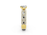 Yellow gold Heart Cut Moissanite Solitaire Ring with Pavé and Channel Set Band_2