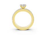 Yellow gold Heart Cut Moissanite Solitaire Ring with Pavé and Channel Set Band_3