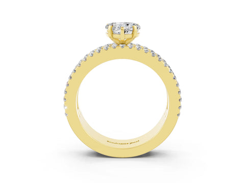 Yellow gold Heart Cut Moissanite Solitaire Ring with Pavé and Channel Set Band_3