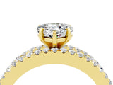 Yellow gold Heart Cut Moissanite Solitaire Ring with Pavé and Channel Set Band_4