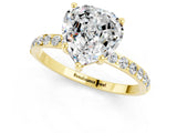 Yellow gold Heart Cut Moissanite Solitaire Ring with Pave Band and Four Prong Setting_13