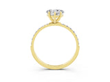 Yellow gold Heart Cut Moissanite Solitaire Ring with Pave Band and Four Prong Setting_15