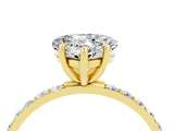 Yellow gold Heart Cut Moissanite Solitaire Ring with Pave Band and Four Prong Setting_16