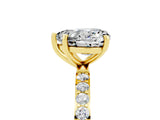 Yellow gold Heart Cut Moissanite Solitaire Ring with Pave Band and Four Prong Setting_17