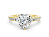 Yellow gold Heart Cut Moissanite Solitaire Ring with Round  Pavé Band and Four-Prong Setting_36