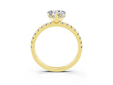 Yellow gold Heart Cut Moissanite Solitaire Ring with Round  Pavé Band and Four-Prong Setting_39