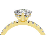 Yellow gold Heart Cut Moissanite Solitaire Ring with Round  Pavé Band and Four-Prong Setting_40
