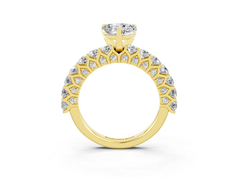 Yellow gold Heart Cut Moissanite Solitaire Ring with Shared Prong Pavé Band and Four-Prong Setting_15