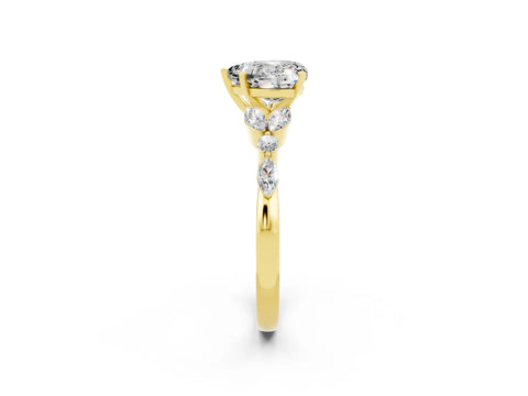 Yellow gold Heart Cut Moissanite Solitaire Ring with Side Stones and Four-Prong Setting_14