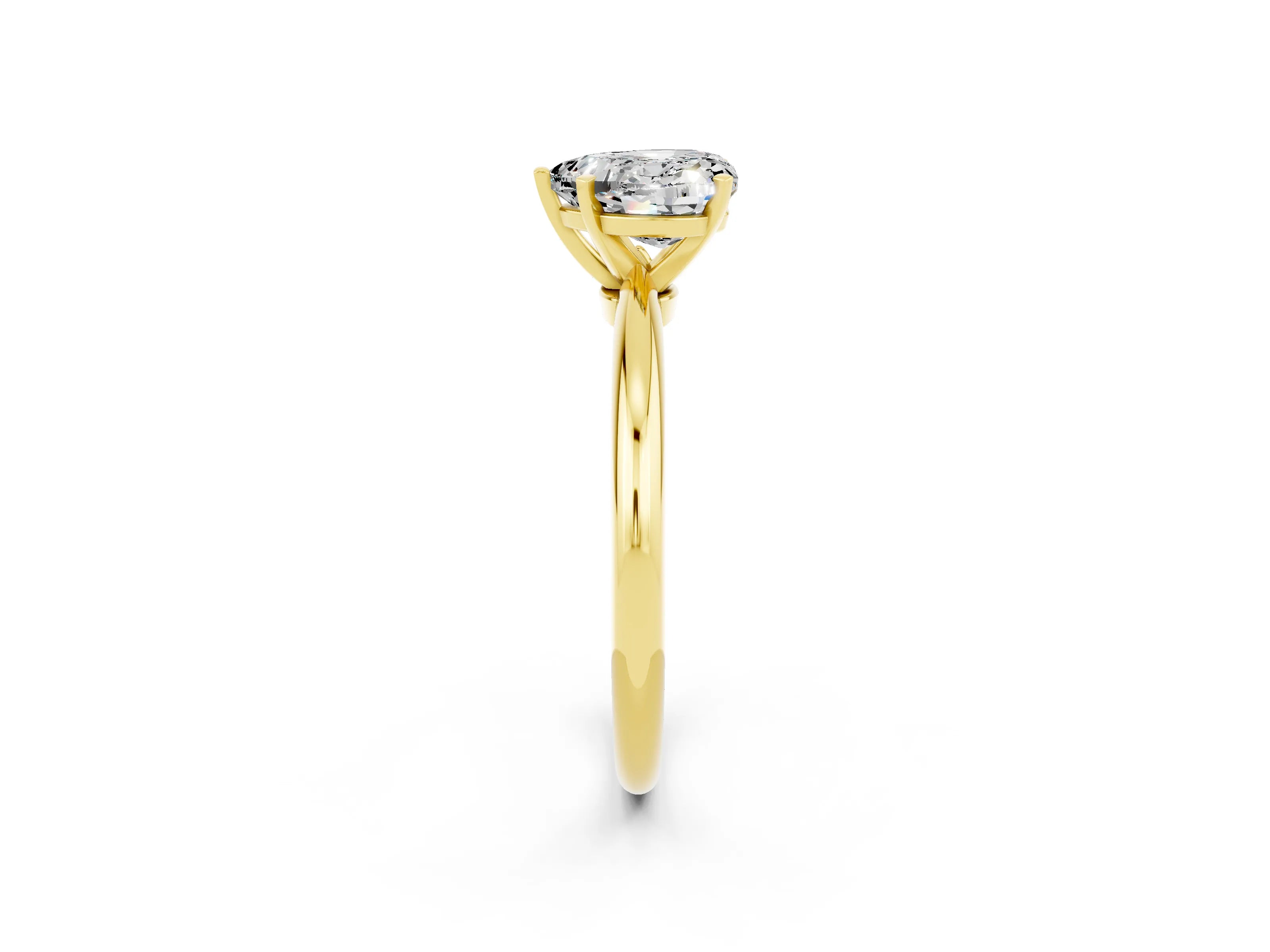 Yellow gold Heart Cut Moissanite Solitaire Ring with Six-Prong Setting and Classic Band_2