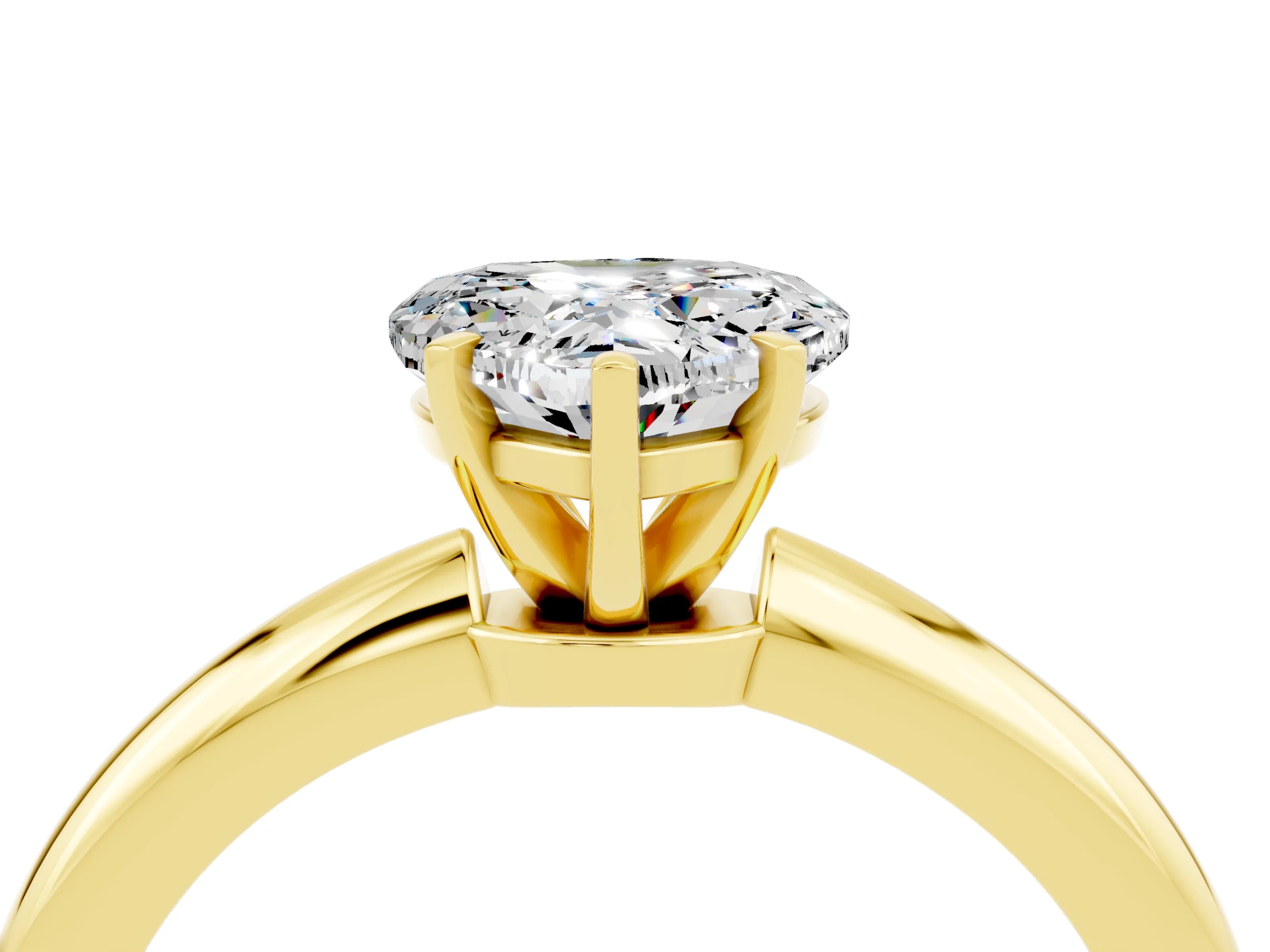 Yellow gold Heart Cut Moissanite Solitaire Ring with Six-Prong Setting and Classic Band_4