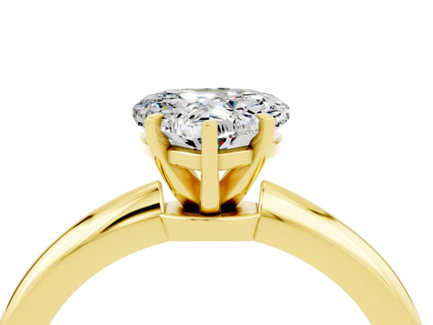Yellow gold Heart Cut Moissanite Solitaire Ring with Six-Prong Setting and Classic Band_4