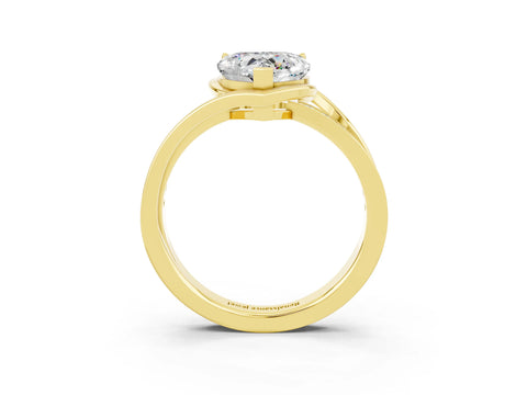 Yellow gold Heart Cut Moissanite Solitaire Ring with Split Shank and Prong Setting_3