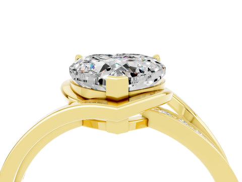 Yellow gold Heart Cut Moissanite Solitaire Ring with Split Shank and Prong Setting_4