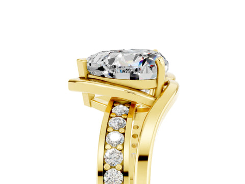 Yellow gold Heart Cut Moissanite Solitaire Ring with Split Shank and Prong Setting_5