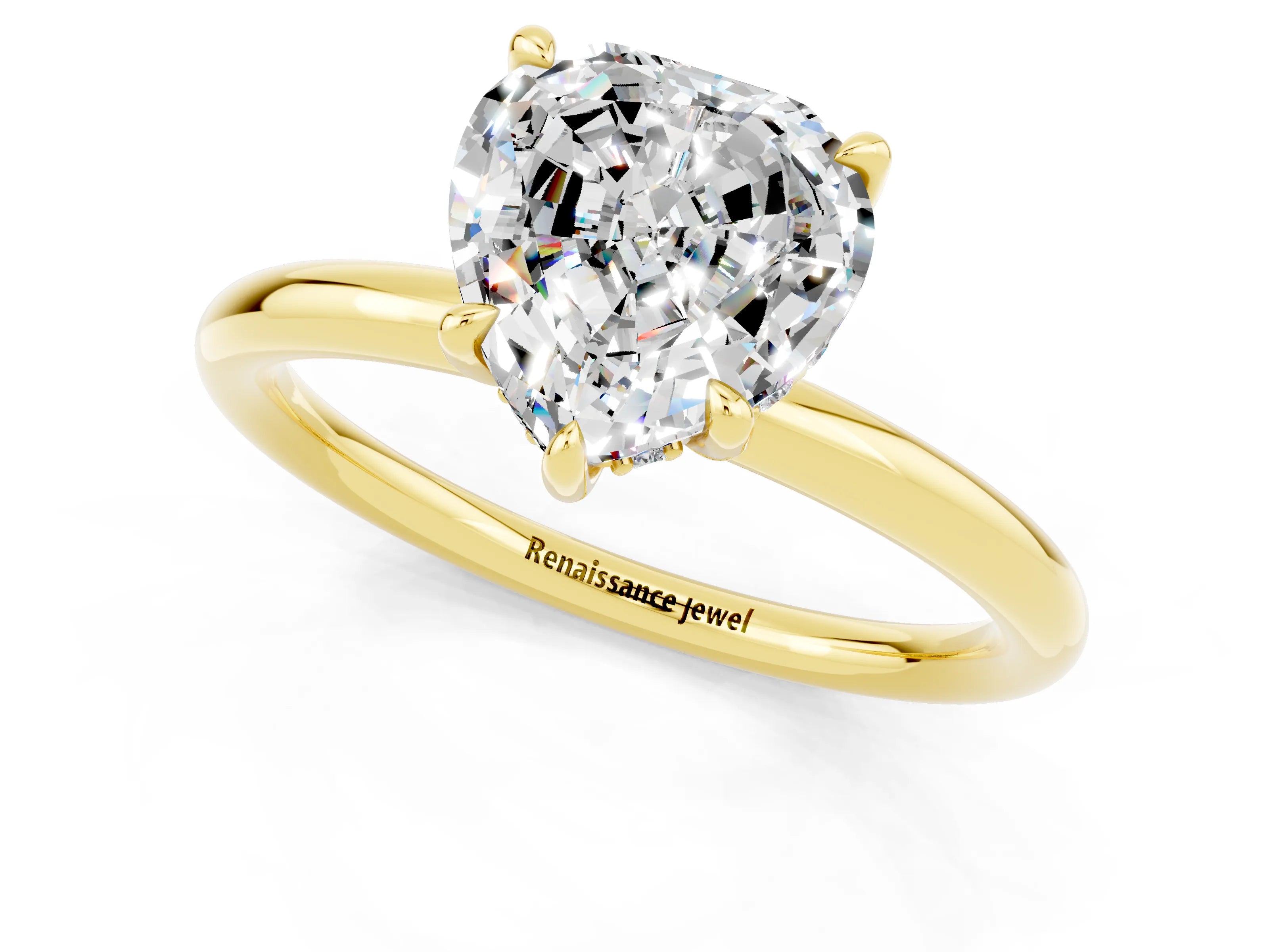 Yellow gold Heart Cut Moissanite Solitaire Ring with Thin Band and Four-Prong Setting_1
