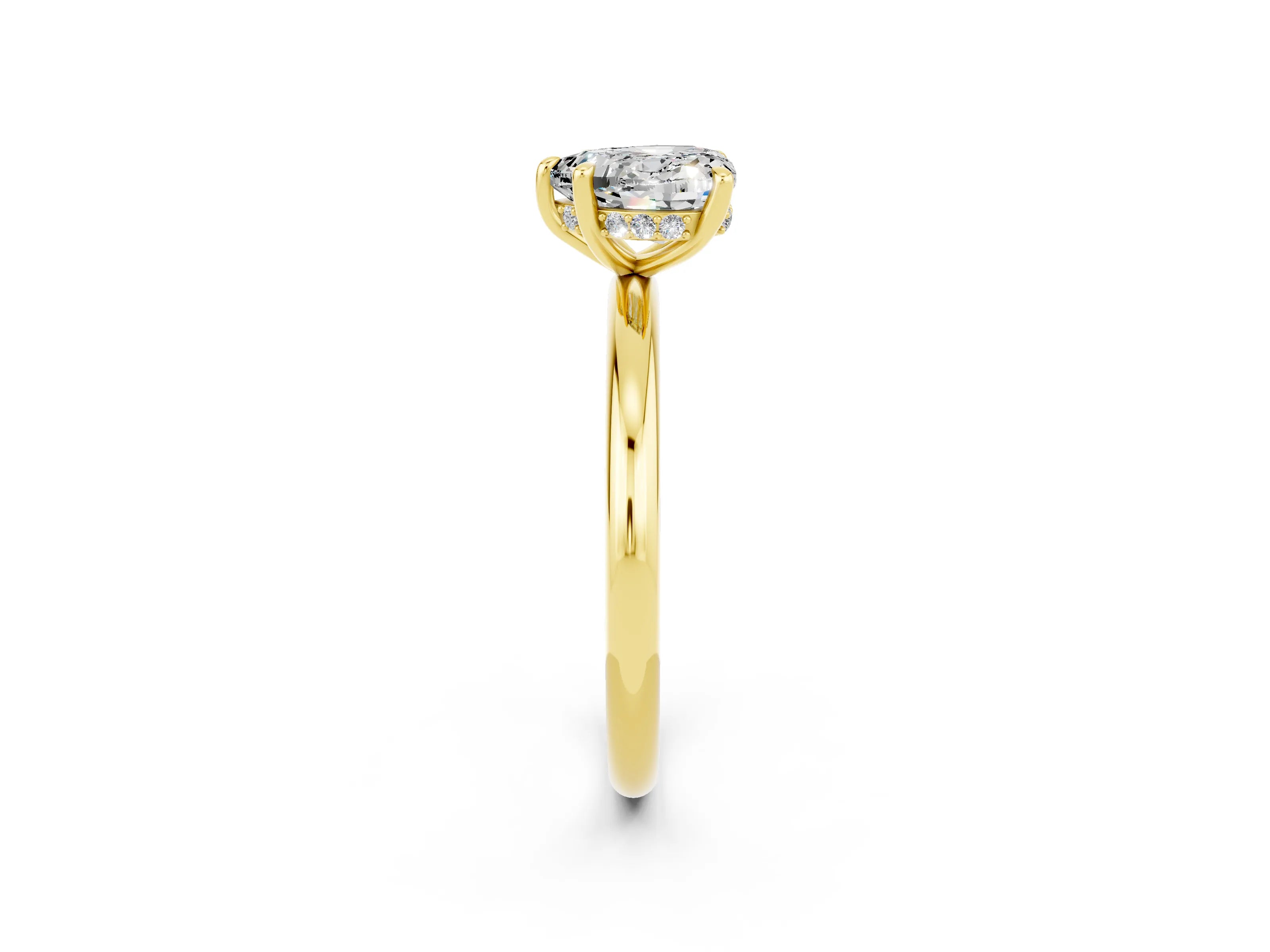 Yellow gold Heart Cut Moissanite Solitaire Ring with Thin Band and Four-Prong Setting_2
