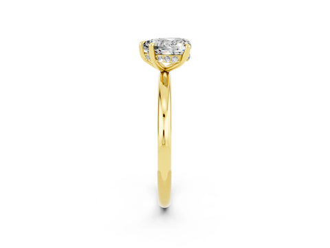 Yellow gold Heart Cut Moissanite Solitaire Ring with Thin Band and Four-Prong Setting_2