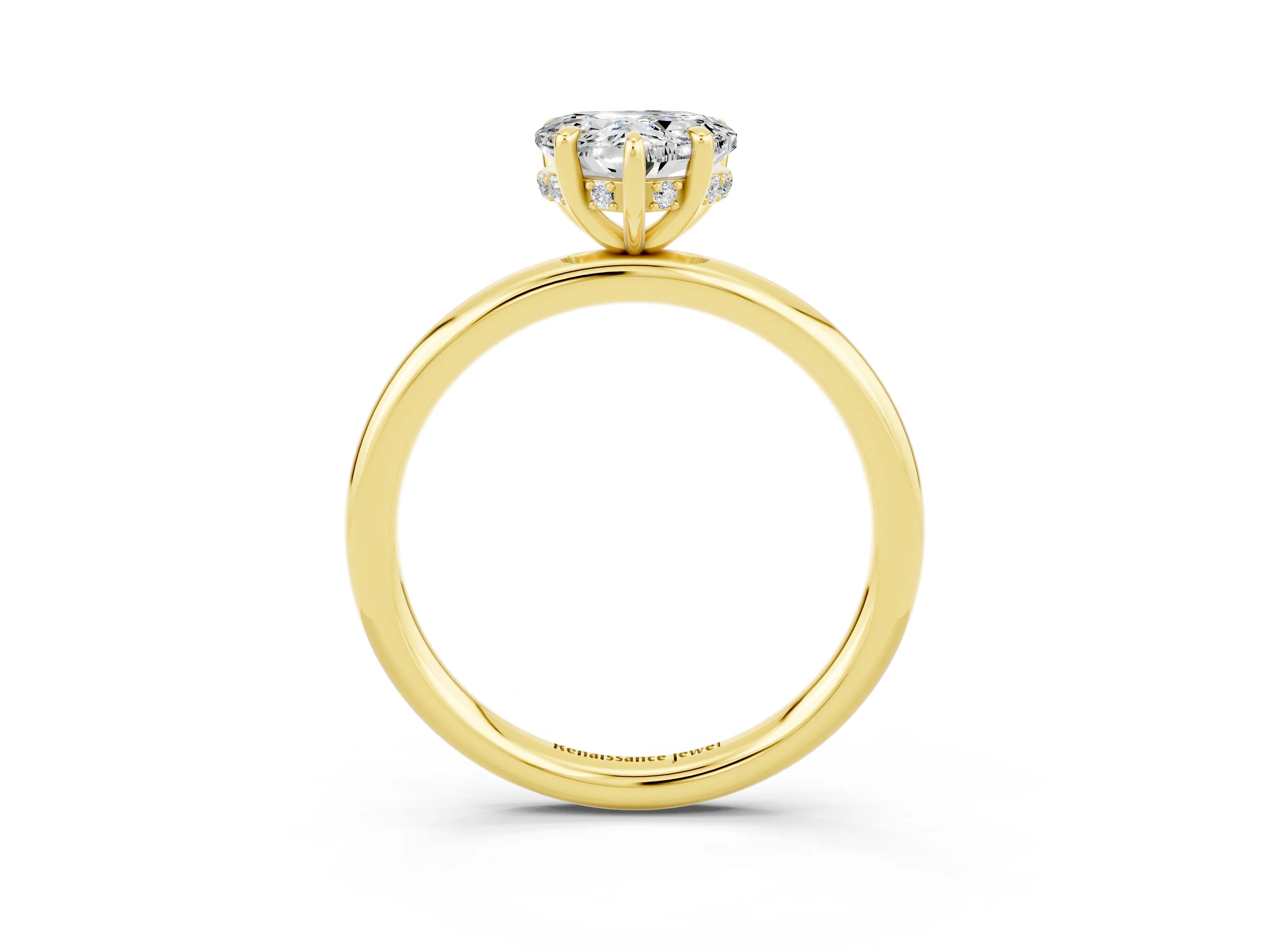 Yellow gold Heart Cut Moissanite Solitaire Ring with Thin Band and Four-Prong Setting_3