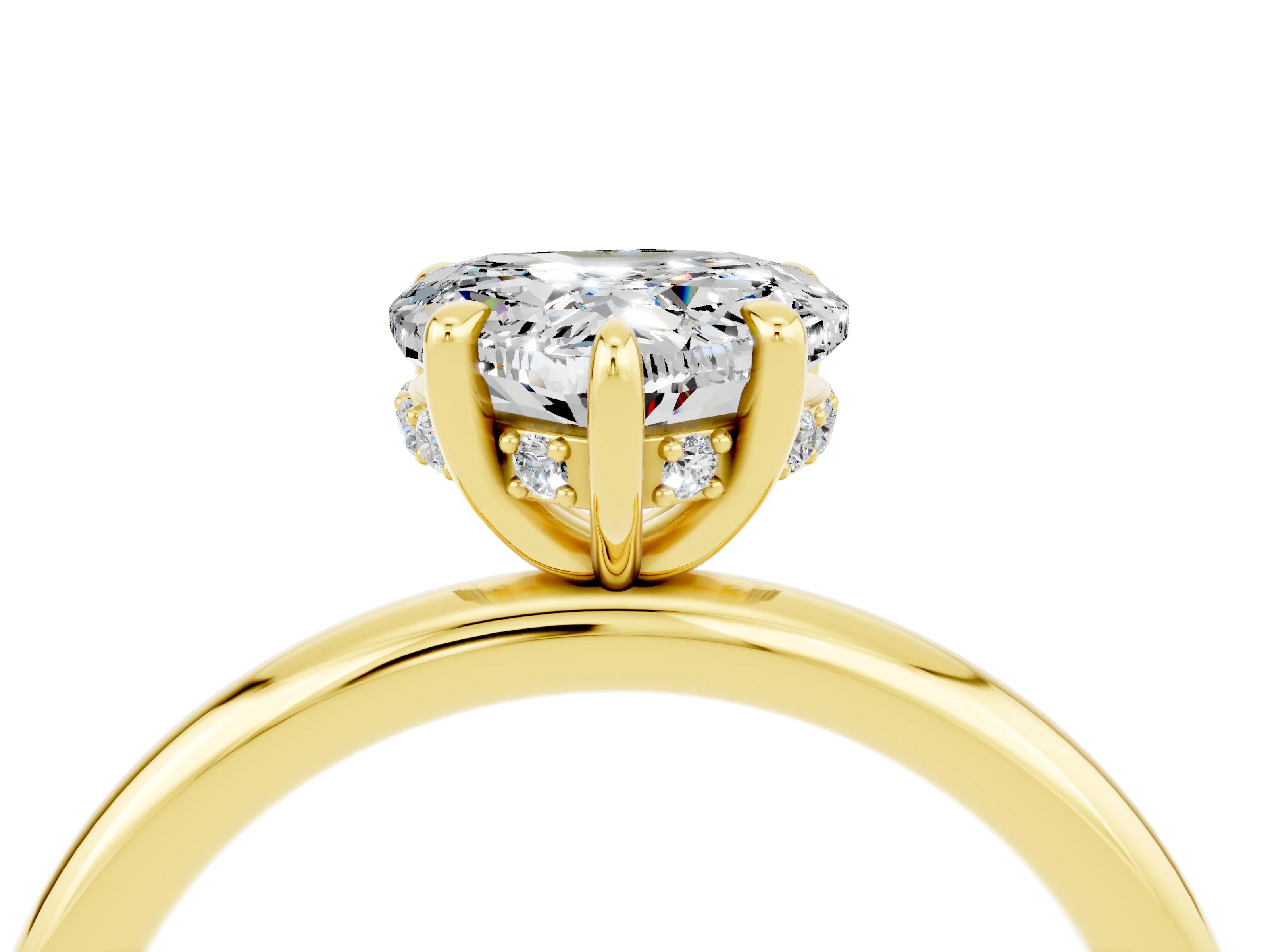 Yellow gold Heart Cut Moissanite Solitaire Ring with Thin Band and Four-Prong Setting_4