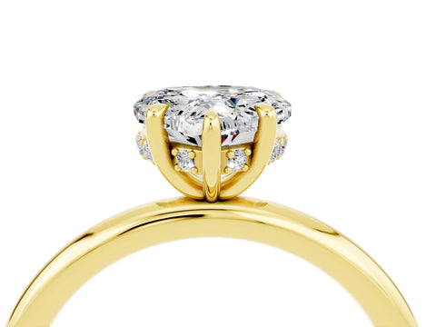 Yellow gold Heart Cut Moissanite Solitaire Ring with Thin Band and Four-Prong Setting_4