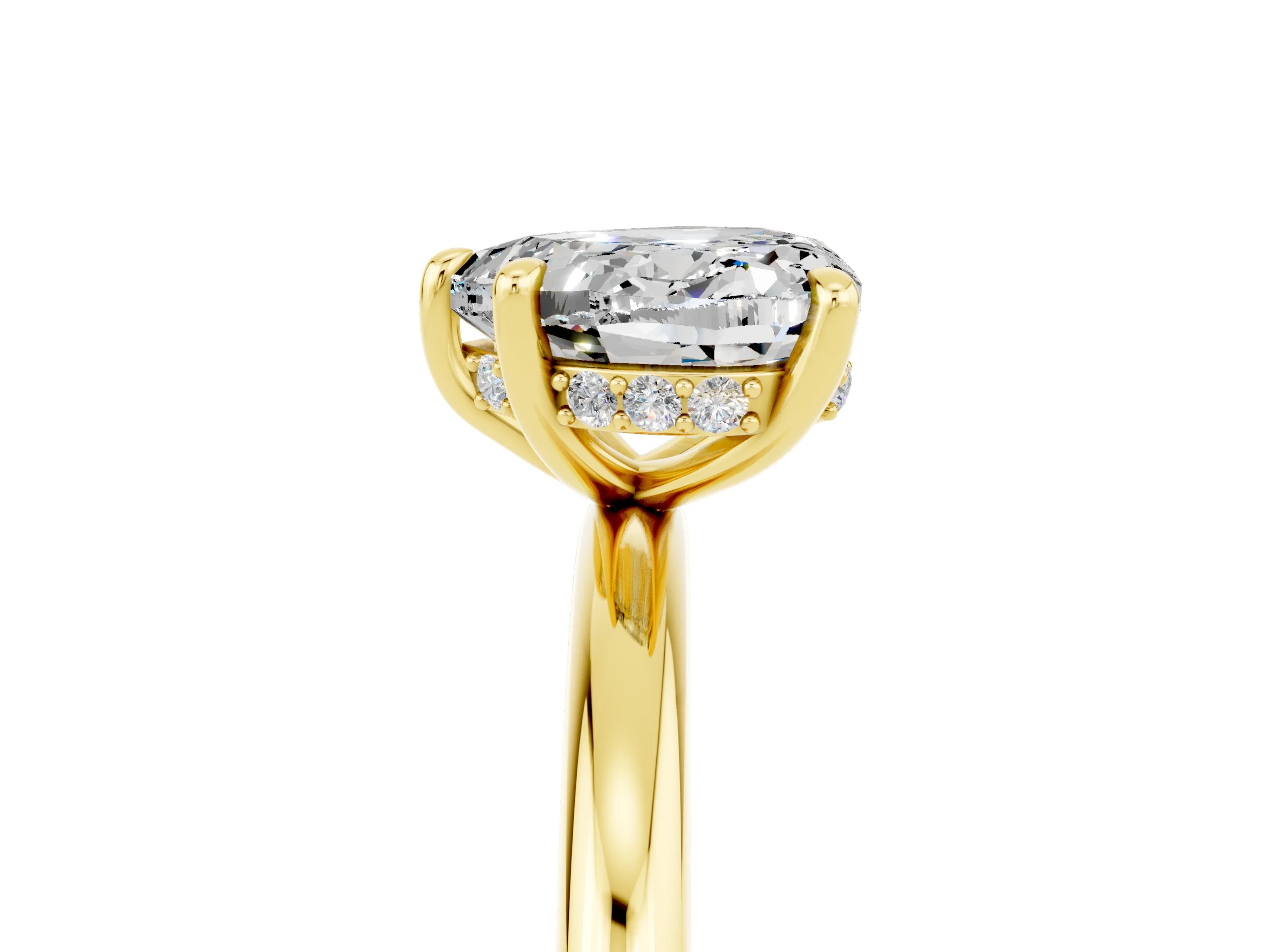 Yellow gold Heart Cut Moissanite Solitaire Ring with Thin Band and Four-Prong Setting_5