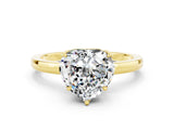 Yellow gold Heart Cut Moissanite Solitaire Ring with Thin Band and Prong Setting_12