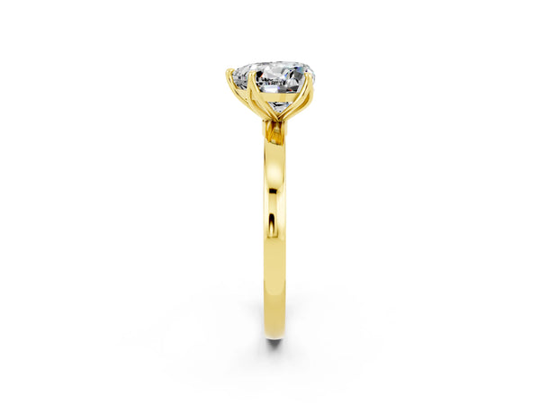 Yellow gold Heart Cut Moissanite Solitaire Ring with Thin Band and Prong Setting