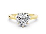 Yellow gold Heart Cut Moissanite Solitaire Ring with Thin Band and Prong Setting_24