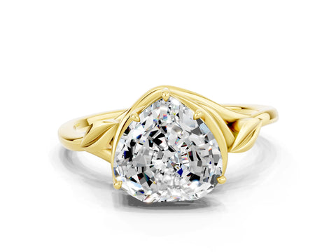 Yellow gold Heart Cut Moissanite Solitaire Ring with Twist Band and Four-Prong Setting_24