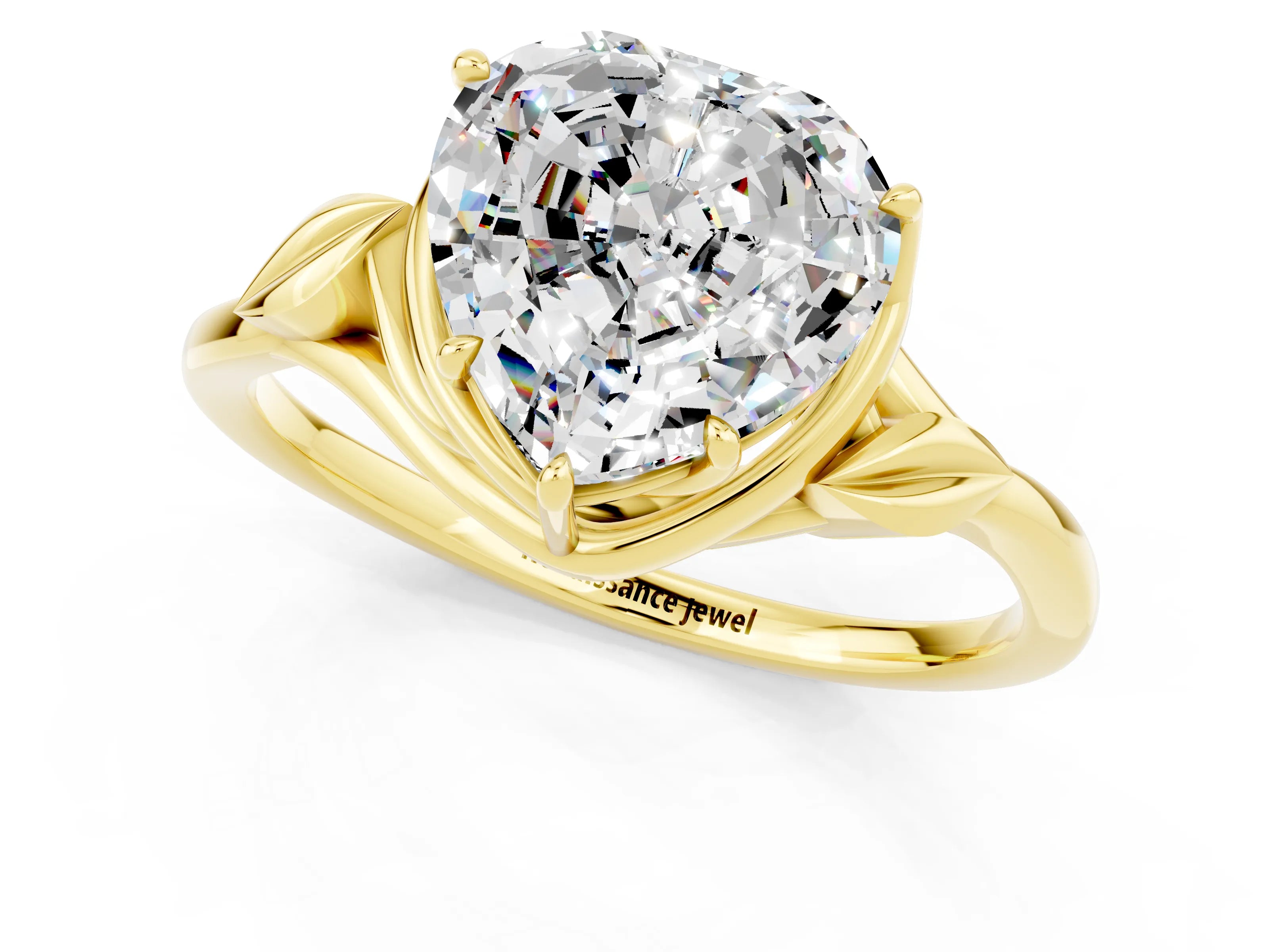 Yellow gold Heart Cut Moissanite Solitaire Ring with Twist Band and Four-Prong Setting_25