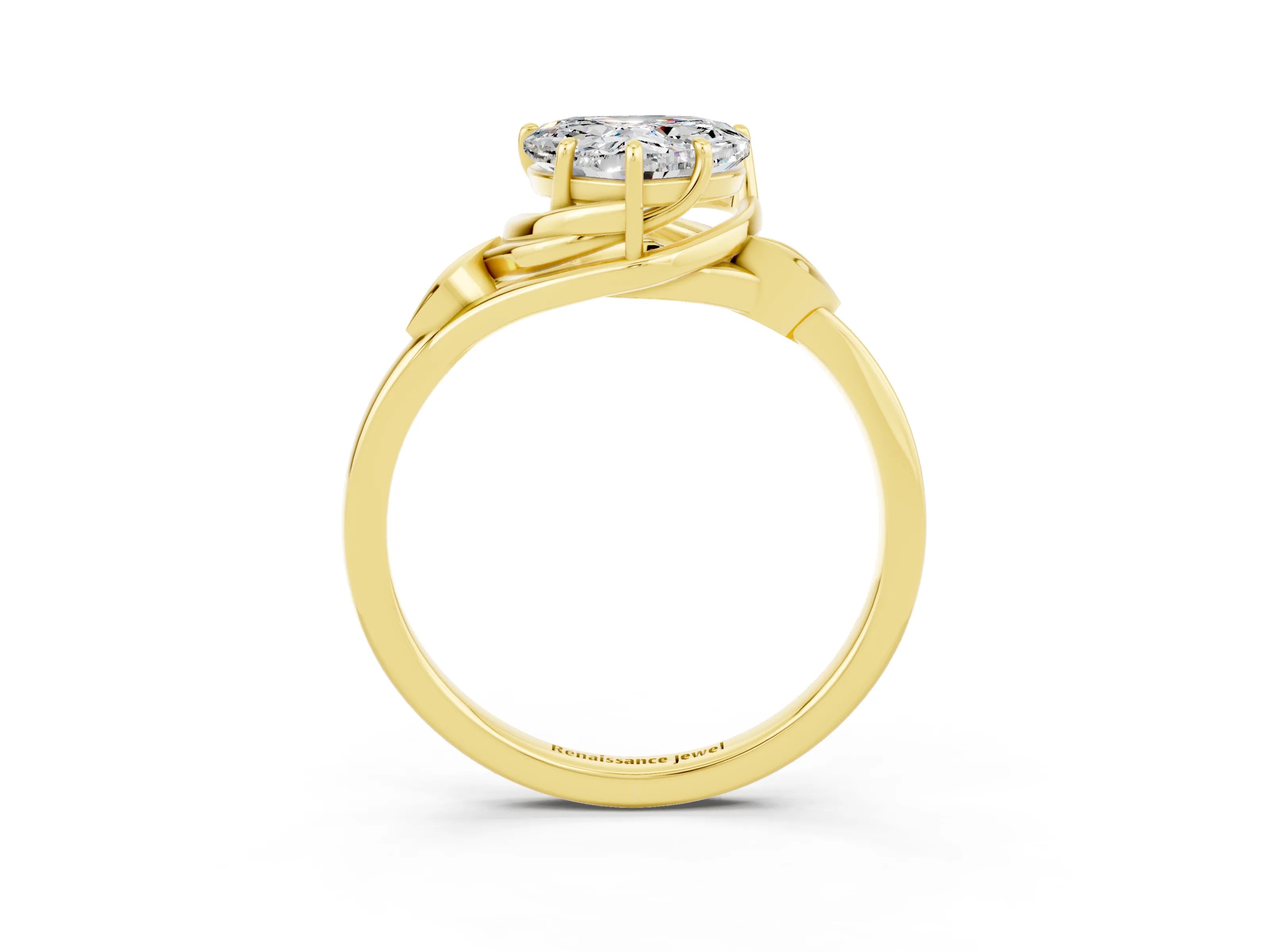 Yellow gold Heart Cut Moissanite Solitaire Ring with Twist Band and Four-Prong Setting_27